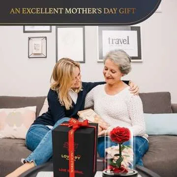 LOVAPPY Forever Preserved Rose - Eternal Rose in Glass Dome - Beauty and The Beast Rose for Mom - Fresh Flowers in Glass (Red, 9 Inch)