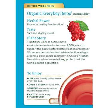 Traditional Medicinals Organic EveryDay Detox Schisandra Berry Herbal Tea, Supports Healthy Liver Function, (Pack of 1) - 16 Tea Bags