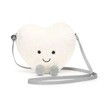 Jellycat Amuseables Cream Heart Plush Bag, 9 inches | Crossbody & Shoulder Purse | Fun & Unique Hand...