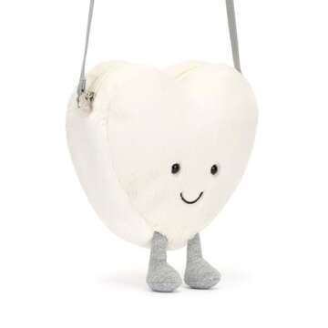 Jellycat Amuseables Cream Heart Plush Bag, 9 inches | Crossbody & Shoulder Purse | Fun & Unique Handbag