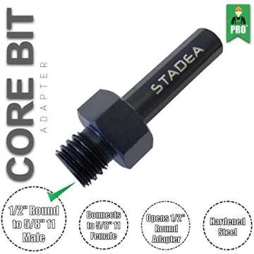 Stadea ADC101K Core Drill Adapter, Round to 5/8" 11 Male