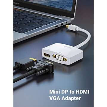 UGREEN Mini DisplayPort to HDMI VGA Adapter - 4K Thunderbolt 2 Converter, 2 in 1 Design, Portable, C...