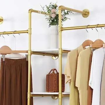 Sturdy Industrial Clothing Rack with Retro Style Design