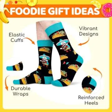 Zmart Funny Taco Socks For Men - Taco Gifts for Taco Lovers, Fun Crazy Mexican Socks, Silly Burrito ...