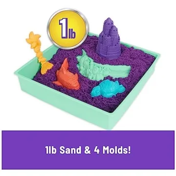 Kinetic Sand Sandbox Set - 1lb Purple Sand & Molds for Kids