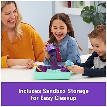 Kinetic Sand Sandbox Set - 1lb Purple Sand & Molds for Kids