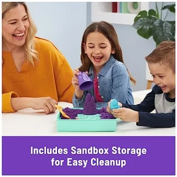 Kinetic Sand Sandbox Set - 1lb Purple Sand & Molds for Kids