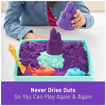 Kinetic Sand Sandbox Set - 1lb Purple Sand & Molds for Kids