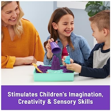 Kinetic Sand Sandbox Set - 1lb Purple Sand & Molds for Kids