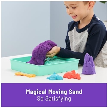 Kinetic Sand Sandbox Set - 1lb Purple Sand & Molds for Kids