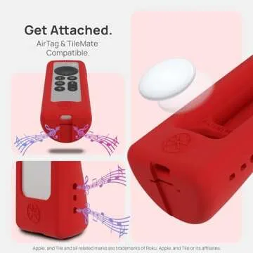 73&Sunny GripStand™ Apple TV Remote Cover: Stand-Up Design, Enhanced Grip, Anti-Slip and Drop Protection, AirTag Compatible, Fits Siri Apple TV 4K/HD (2nd & 3rd Gen) Fiery Red