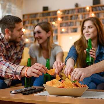 Ocmoiy 3lb Kraft Paper Food Trays, 100 Pack Heavy Duty Food Boats Disposable Food Serving Tray Food Holder Trays for Nachos, Tacos, Fries, Hot Dog, Corn, BBQ, Festivals, Party