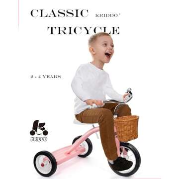 KRIDDO Classic All Metal Toddler Trike, Gift for Boys and Girls Ages 2 to 4 Year Old, Tricycle for 1...