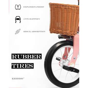 KRIDDO Classic All Metal Toddler Trike, Gift for Boys and Girls Ages 2 to 4 Year Old, Tricycle for 1 to 3 Year Olds, Sturdy Rear Deck, Deluxe Steer and Ergonomics Grip, Indoor and Outdoor, Pink