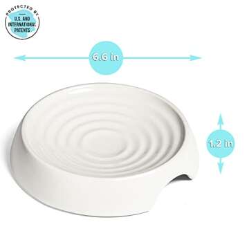 CatGuru Cat Bowls, Whisker Stress Free Cat Food Bowl, Reliefs Whisker Fatigue, Wide Cat Bowl, Non Slip Cat Food Bowls, Shallow Cat Dish, Cat Feeding & Watering Supplies (Set of 2, Ceramic, White)