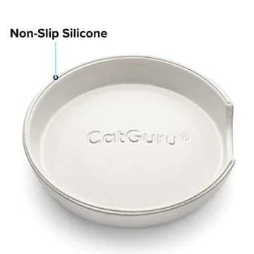 CatGuru Cat Bowls, Whisker Stress Free Cat Food Bowl, Reliefs Whisker Fatigue, Wide Cat Bowl, Non Slip Cat Food Bowls, Shallow Cat Dish, Cat Feeding & Watering Supplies (Set of 2, Ceramic, White)