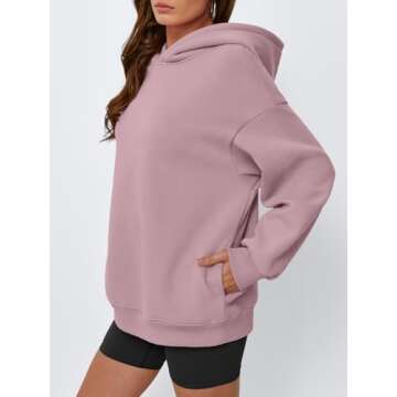 EFAN Womens Oversized Hoodies Sweatshirts Fleece Hooded Pullover Tops Sweaters Casual Comfy Fall Fashion Outfits Clothes 2025 DarkPink L