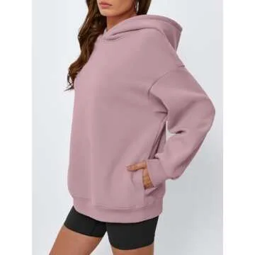 EFAN Womens Oversized Hoodies Sweatshirts Fleece Hooded Pullover Tops Sweaters Casual Comfy Fall Fashion Outfits Clothes 2025 DarkPink L