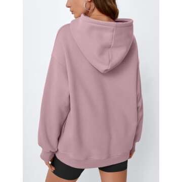 EFAN Womens Oversized Hoodies Sweatshirts Fleece Hooded Pullover Tops Sweaters Casual Comfy Fall Fashion Outfits Clothes 2025 DarkPink L