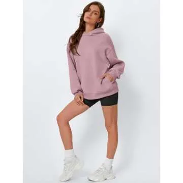EFAN Womens Oversized Hoodies Sweatshirts Fleece Hooded Pullover Tops Sweaters Casual Comfy Fall Fashion Outfits Clothes 2025 DarkPink L