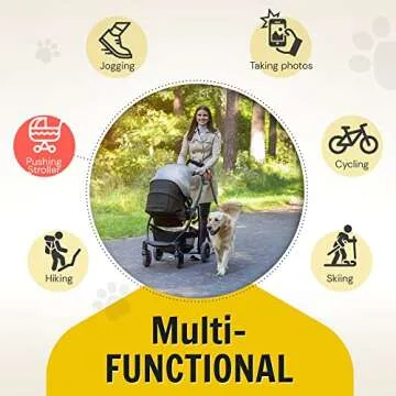 Hundefreund Hands Free Dog Leash for Medium and Large Dogs (30-150lbs) - Dual Handle Waist Leash for Running, Walking and Hiking with Adjustable Zipper Waist Belt and Reflective Elastic Bungee (Red)