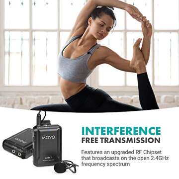 Movo WMX-1-DUO 2.4GHz Dual Wireless Lavalier Microphone System, Compatible with DSLR Cameras, Camcorders, iPhone, Android Smartphones, and Tablets, 200ft Audio Range, Great for Teaching Tutorials