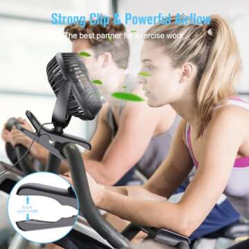 HONYIN 720° Rotation Small Desk & Clip on Fan with Sturdy Clamp, 3 Speeds, Quiet Little Personal Co...