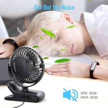 HONYIN Clip-On Desk Fan: 720° Rotation & USB Powered
