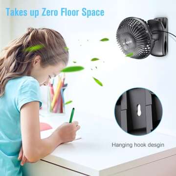 HONYIN Clip-On Desk Fan: 720° Rotation & USB Powered