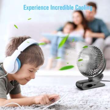 HONYIN Clip-On Desk Fan: 720° Rotation & USB Powered