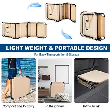 Goplus Tanning Chair, Folding Beach Lounge Chair with Face Hole, Removable Pillow, 350LBS Capacity, Carry Strap, 5-Position Adjustable Sunbathing Chair, Portable Outside Lounge Chair for Patio Pool