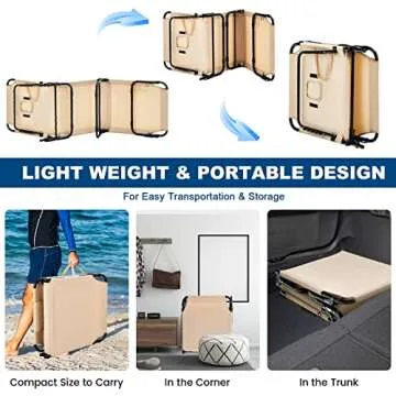 Goplus Tanning Chair, Folding Beach Lounge Chair with Face Hole, Removable Pillow, 350LBS Capacity, Carry Strap, 5-Position Adjustable Sunbathing Chair, Portable Outside Lounge Chair for Patio Pool