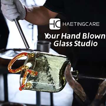 Haetingcare Hand Blown Glass Vase with Unique Design, Clear Glass Vase with Handles in Purse Shape for Decor, Good for Floral Arrangement, Centerpiece & Home Decor_Short