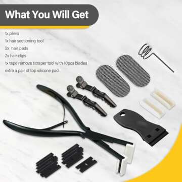 Gomake Tape in Hair Extension Tools Kit with Flat Surface Stainless Steel Tape in Hair Extensions Se...