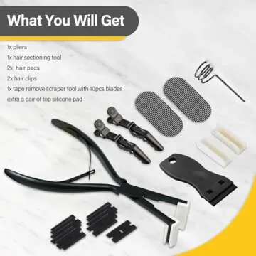 Gomake Tape in Hair Extension Tools Kit with Flat Surface Stainless Steel Tape in Hair Extensions Se...