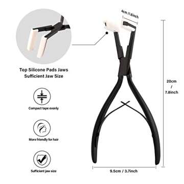 Gomake Tape in Hair Extension Tools Kit with Flat Surface Stainless Steel Tape in Hair Extensions Sealing Clamp Plier,Tape Remover Scraper Tool,Hair Clips, Human Hair Extensions Styling Tools-Black