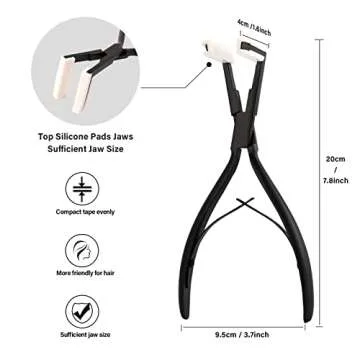 Gomake Tape in Hair Extension Tools Kit with Flat Surface Stainless Steel Tape in Hair Extensions Sealing Clamp Plier,Tape Remover Scraper Tool,Hair Clips, Human Hair Extensions Styling Tools-Black