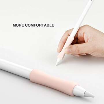 3 Pack iPencil Grips Case Cover Silicone Sleeve Holder Compatible with Apple Pencil (USB-C)&Apple Pencil (2nd Generation),iPad Pro 11 12.9 inch 2018(White, Pink, Purple)