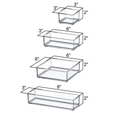Amazing Abby - QuickSort - Plastic Stackable Organizers (10-Piece Set) for Vanity and Desk Drawer, Perfect Storage Solution for Beauty Products, Office Supplies, Decorative Items, and More