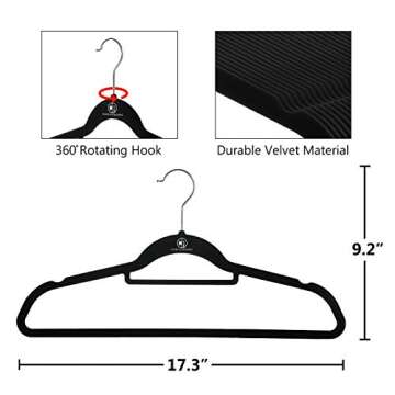 Black Velvet Hangers - Space Saving and Durable