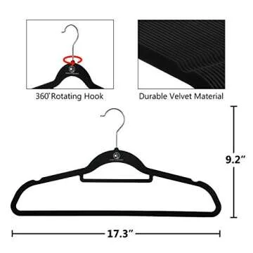 Black Velvet Hangers - Space Saving and Durable
