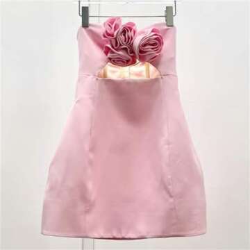 ZHengquan Women's Sexy Strapless Cutout Cocktail Mini Dress Satin Short Backless Homecoming Dress Tangerine Pink