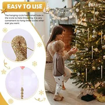 60 Twisted Gold Icicle Ornaments for Christmas Tree