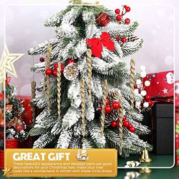 60 Twisted Gold Icicle Ornaments for Christmas Tree