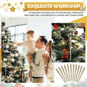 60 Twisted Gold Icicle Ornaments for Christmas Tree