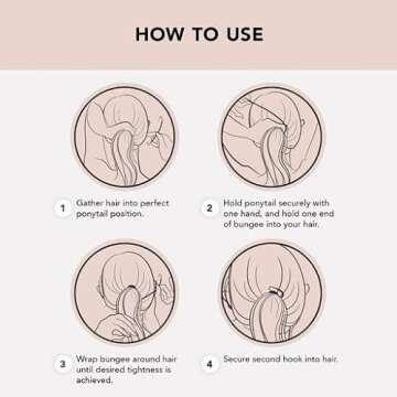 Kitsch Hair Bungee - Bungee Hair Ties with Hooks | Hair Tie Clip & Hair Bungee Cords with Hooks for Updos | Hair Hook & Ponytail Hook for Long Hair | Ponytail Bungee Bands, 6pcs (Brown)