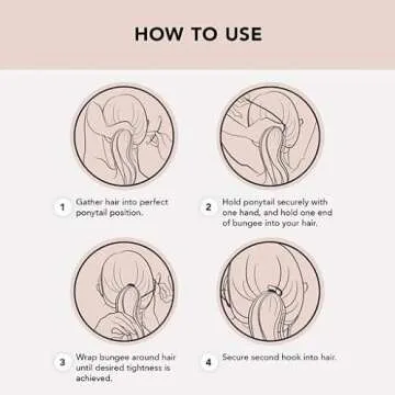 Kitsch Hair Bungee - Bungee Hair Ties with Hooks | Hair Tie Clip & Hair Bungee Cords with Hooks for Updos | Hair Hook & Ponytail Hook for Long Hair | Ponytail Bungee Bands, 6pcs (Brown)