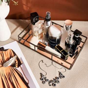 PuTwo Mirror Tray, Smoky Black Perfume Tray, Decorative Tray, Metal Vanity Tray, Jewelry Tray, Tray ...