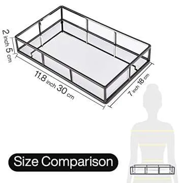 PuTwo Mirror Tray, Smoky Black Perfume Tray, Decorative Tray, Metal Vanity Tray, Jewelry Tray, Tray Decor, Decorative Trays, Glass Tray, Perfume Organizer, Vanity Trays for Bathroom, Counter, Bathroom