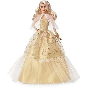 Barbie Signature 2023 Holiday Doll, Blonde Hair Wearing Golden Gown, Collectible with Doll Stand & Certificate of Authenticity